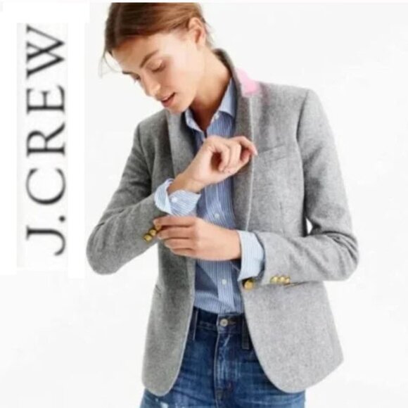 J.Crew Mercantile Schoolboy Blazer Grey Wool Size 8 Gold Buttons - Picture 1 of 15